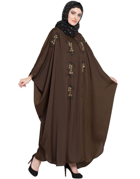 Muslimah Thread Embroidered Nida Kaftan Gold